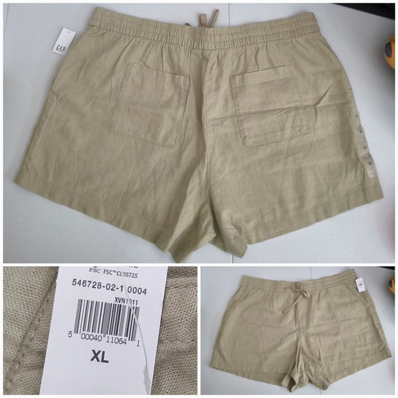 GAP Tan Linen Shorts Relaxed Fit Size XL Nwts - Picture 2 of 3